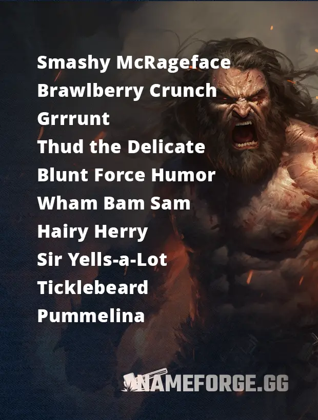 Funny Cool and Clever Names for Baldurs Gate 3 Barbarians